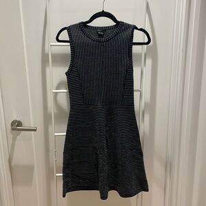 Theory black dress with gray stripes